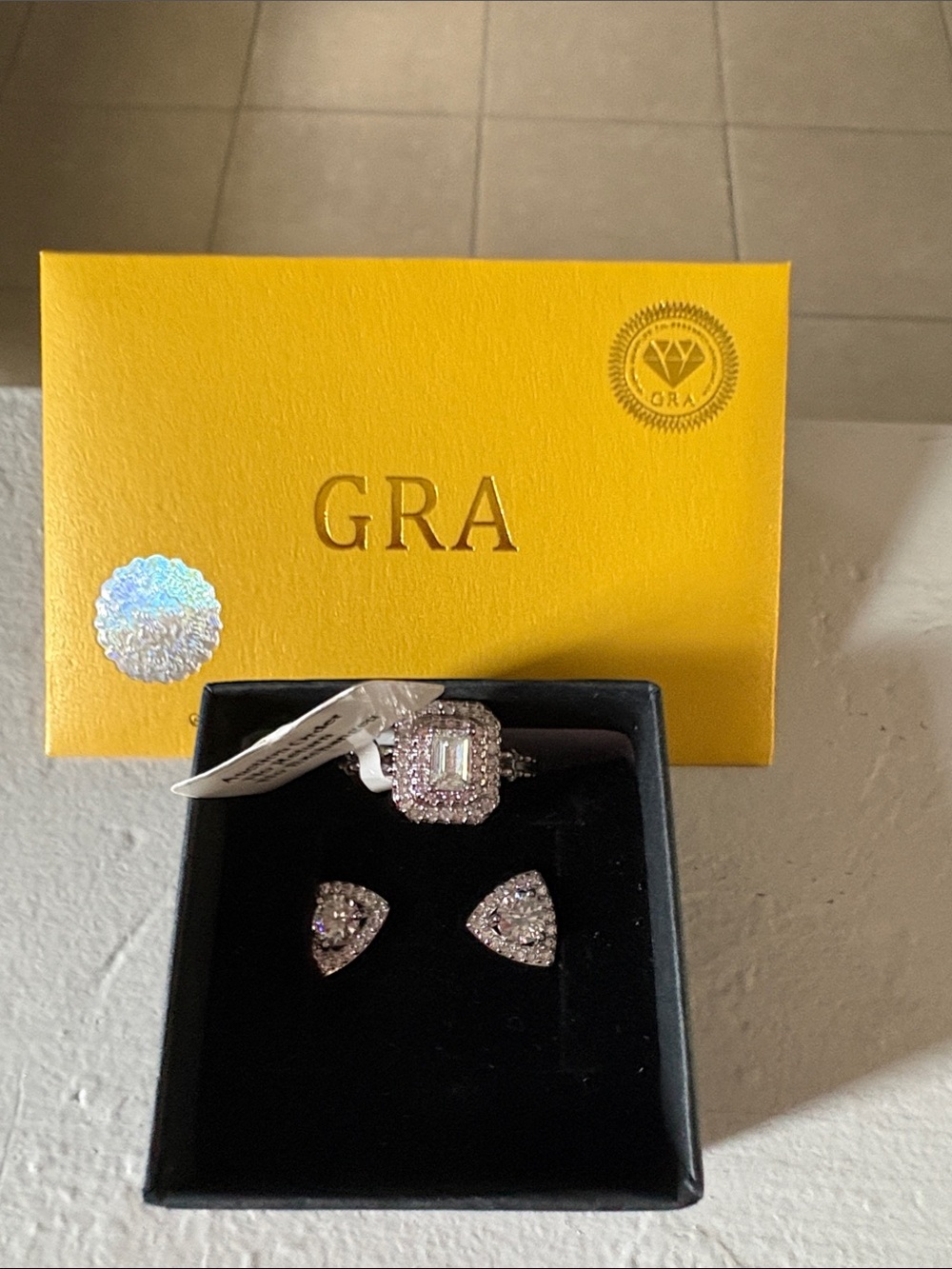 Pink Halo Ring and Pink Trio Stud Earrings Set - Elegant Women's Jewelry